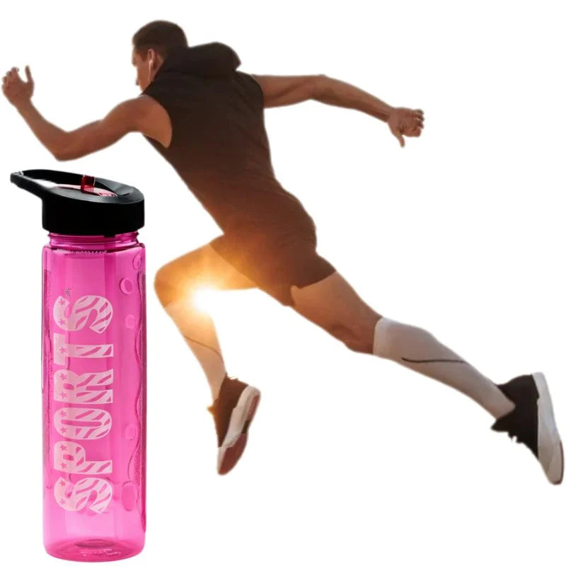 Pink Sport Water Bottle 1000ml with Straw – Leakproof BPA-Free