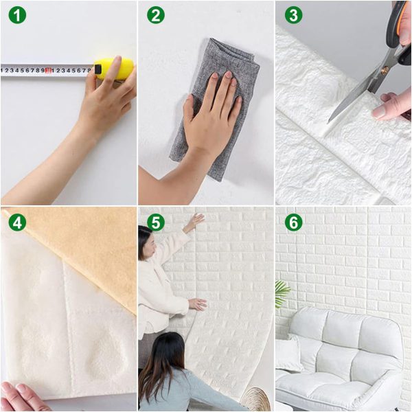 3D White Brick Wall Stickers – Self-Adhesive Waterproof Decor