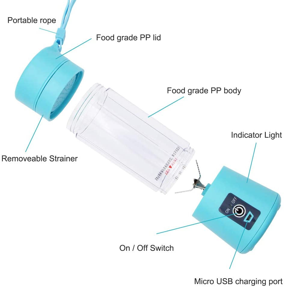 Portable 6-Blade USB Rechargeable Juicer Blender – Smoothies, Shakes & Baby Food