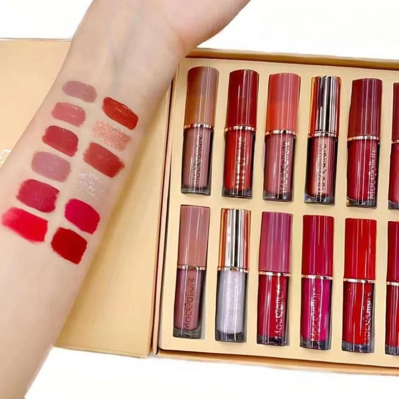 12 Pcs Mocallure Matte Liquid Lipstick Set – Waterproof, High Pigment
