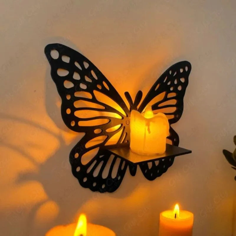 Wooden Butterfly Wall Shelf – Laser Cut MDF Decor, Pack of 3