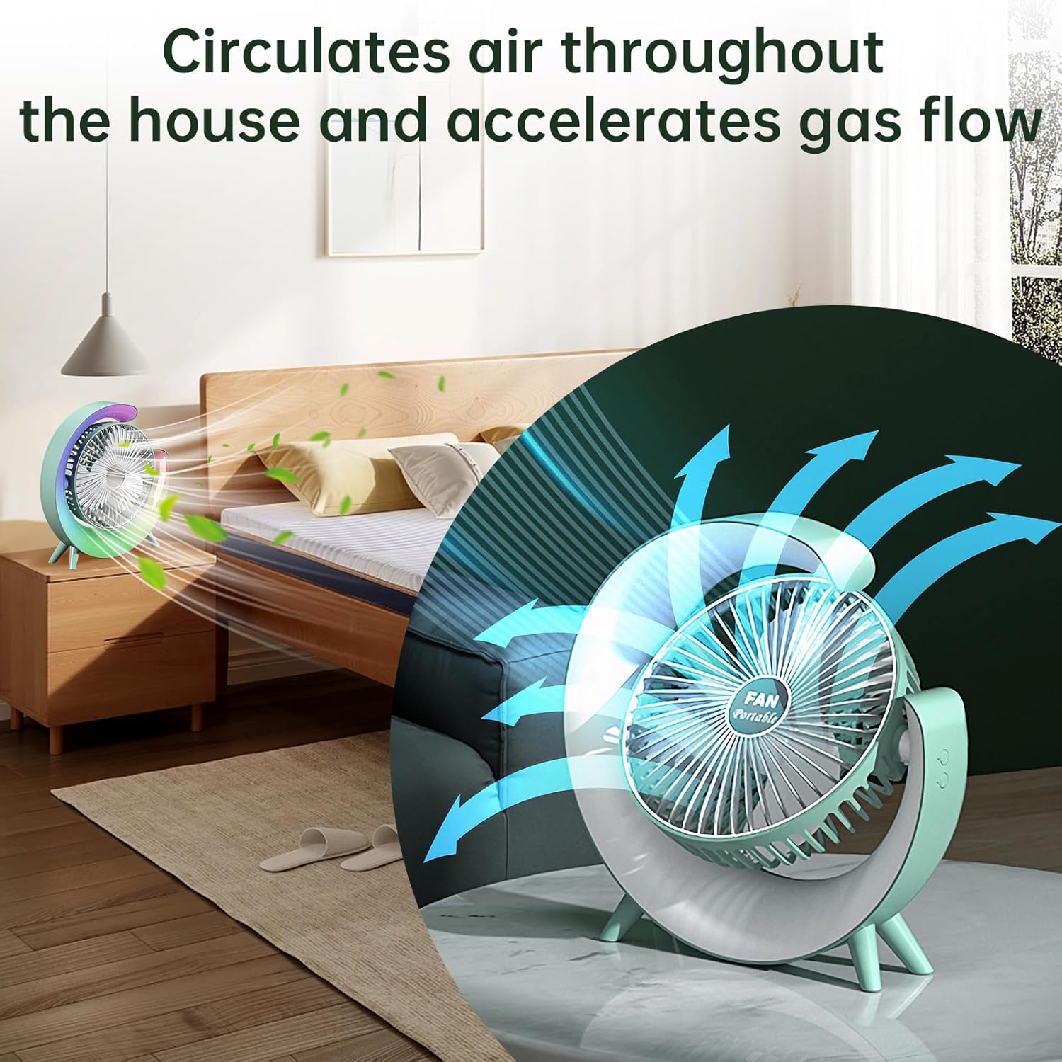 Colorful USB Rechargeable Desktop Fan – Silent Cooling with LED Light