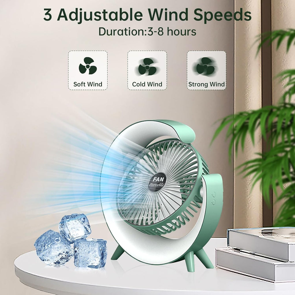 Colorful USB Rechargeable Desktop Fan – Silent Cooling with LED Light
