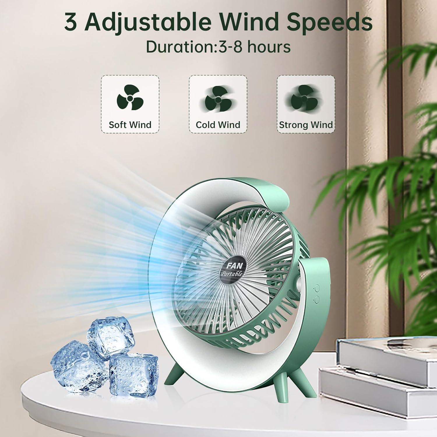 Colorful USB Rechargeable Desktop Fan – Silent Cooling with LED Light
