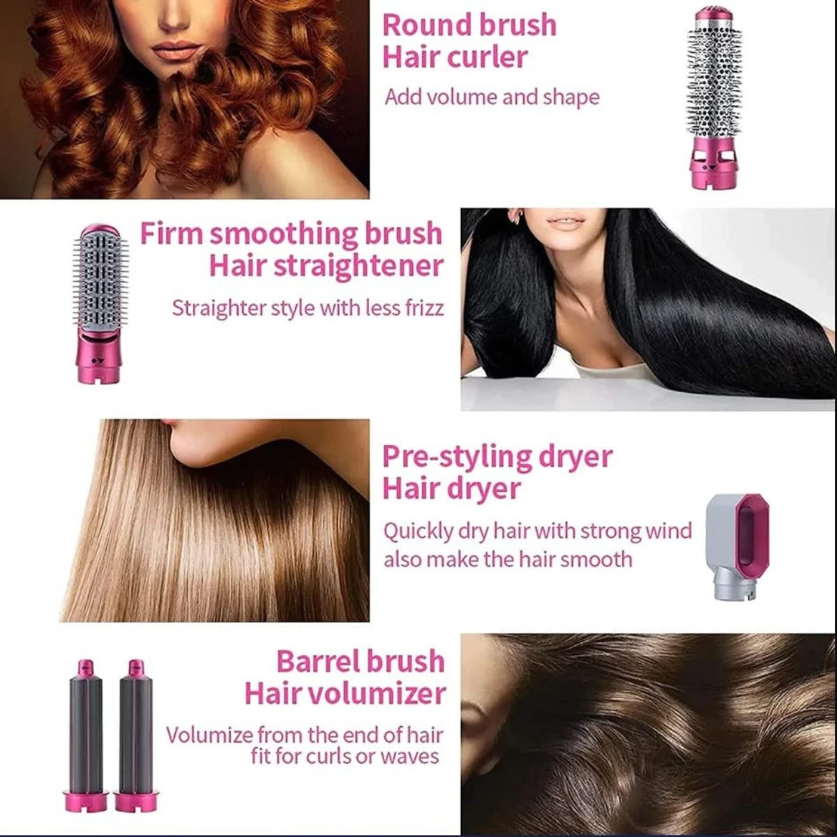 5-in-1 Electric Hair Dryer Brush Kit – Dry, Straighten, Curl & Volumize