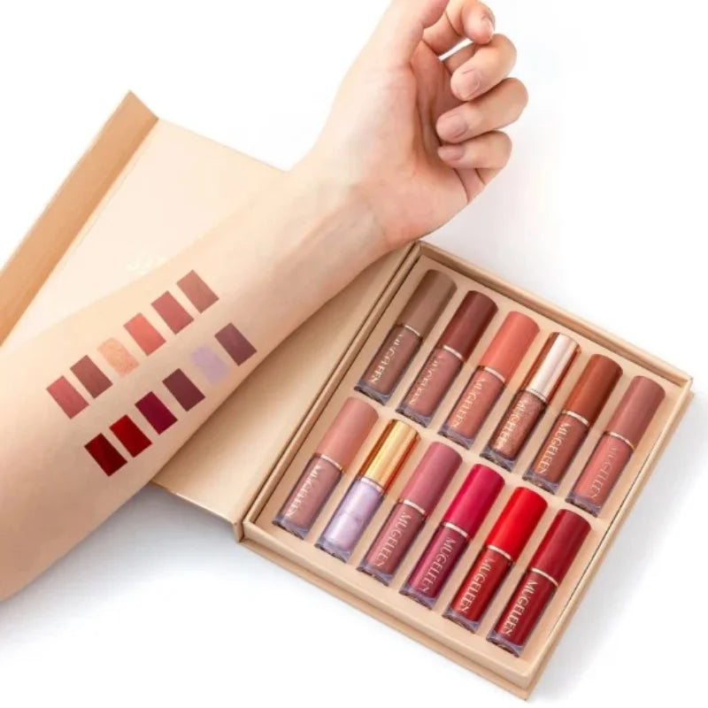 12 Pcs Mocallure Matte Liquid Lipstick Set – Waterproof, High Pigment