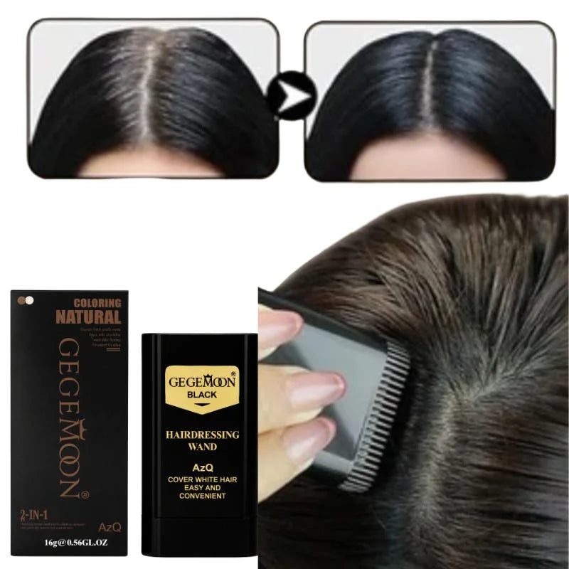 Black Temporary Hair Color Stick – Instant Gray Coverage Touch-Up Wand, 20g