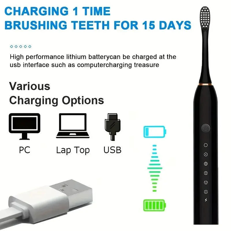 X3 Sonic Electric Toothbrush – USB Rechargeable, 5 Modes, Deep Cleaning & Whitening