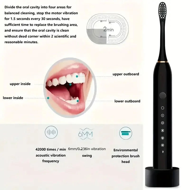 X3 Sonic Electric Toothbrush – USB Rechargeable, 5 Modes, Deep Cleaning & Whitening