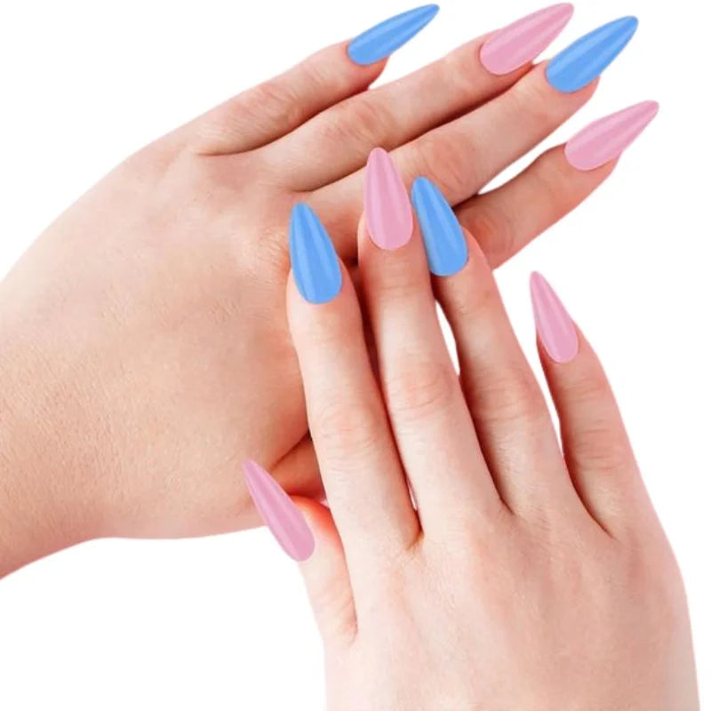 Multicolor Acrylic Artificial Nails Kit – 24 Shades, 576 Pcs with Glue