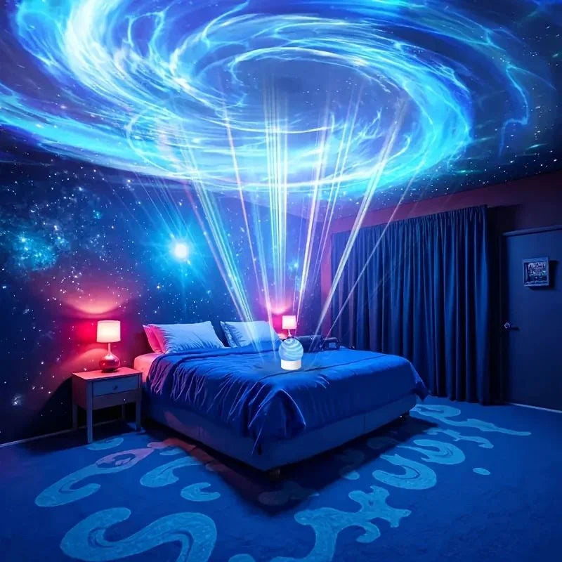 2-in-1 Ocean Wave & Aurora Night Light Projector – 16 Colors RGB Bedroom Mood Lamp