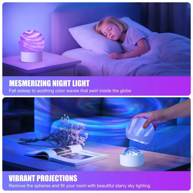2-in-1 Ocean Wave & Aurora Night Light Projector – 16 Colors RGB Bedroom Mood Lamp