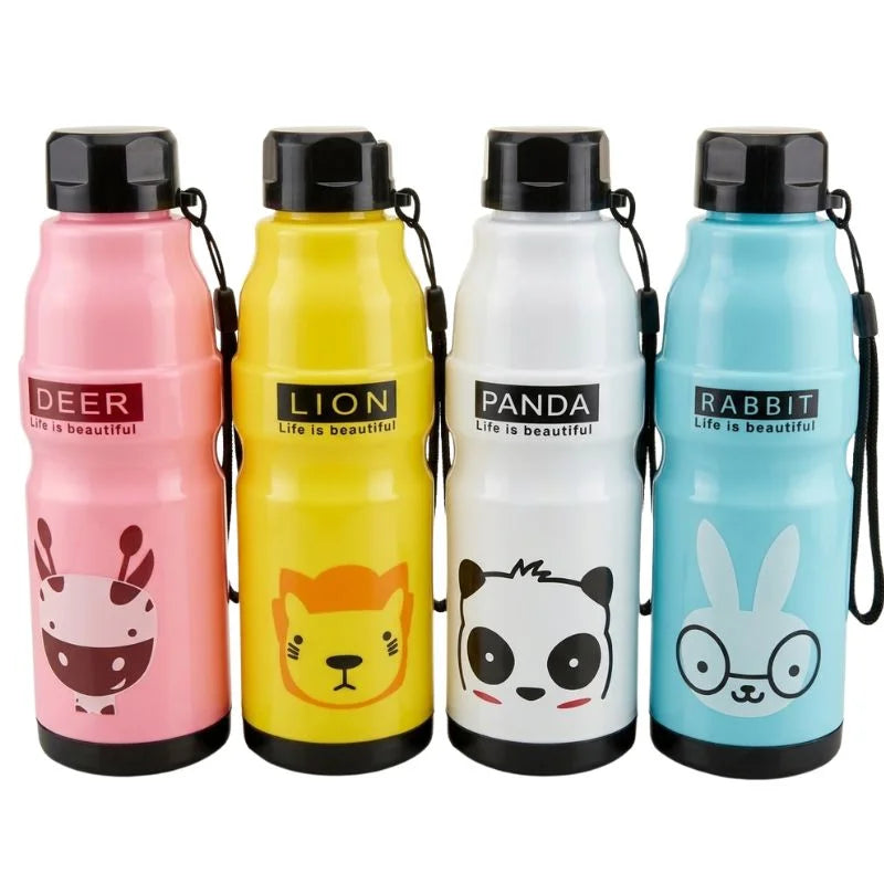 Kids Water Bottle 650ml – Cute Minions Panda Rabbit Design