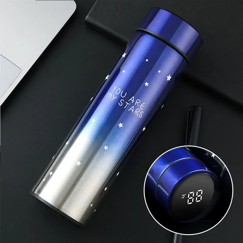 LED Temperature Display Water Bottle – Stars Design Smart Flask 500ml