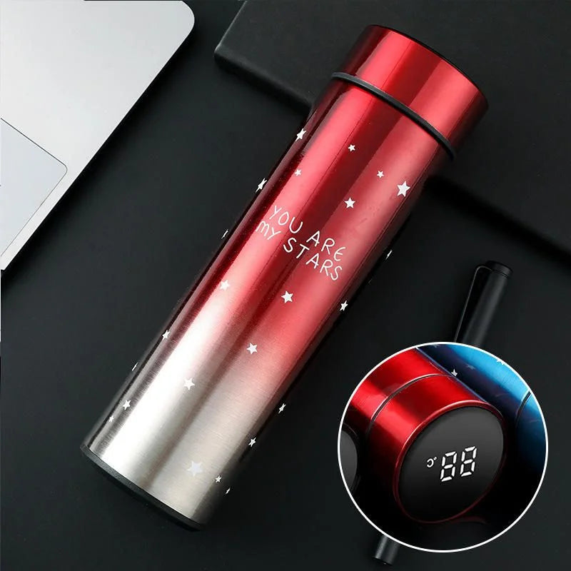 LED Temperature Display Water Bottle – Stars Design Smart Flask 500ml