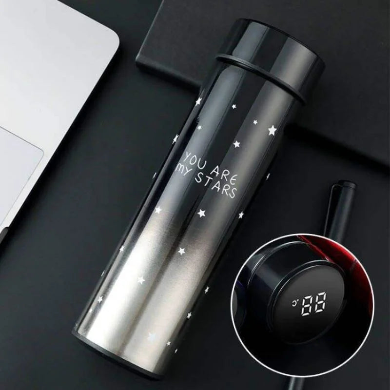 LED Temperature Display Water Bottle – Stars Design Smart Flask 500ml