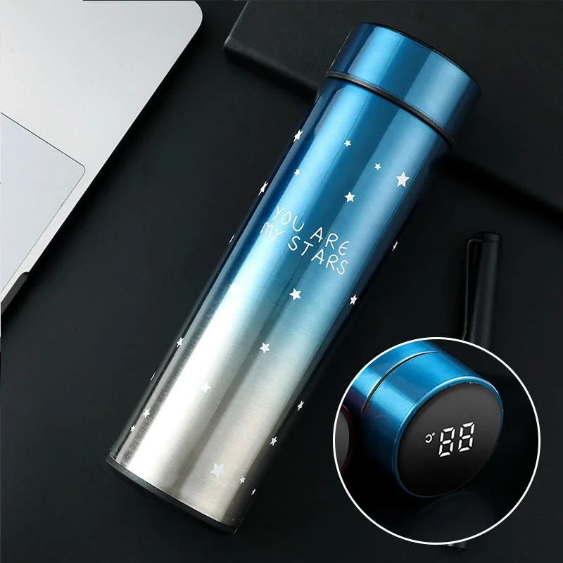 LED Temperature Display Water Bottle – Stars Design Smart Flask 500ml