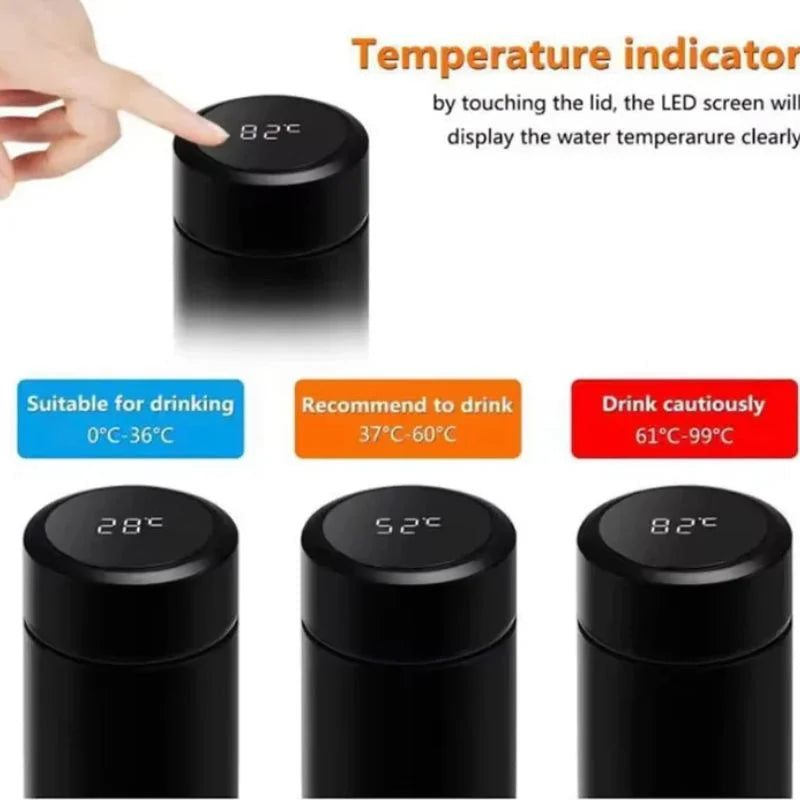 LED Temperature Display Water Bottle – Stars Design Smart Flask 500ml