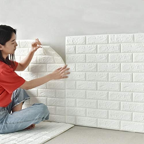 3D White Brick Wall Stickers – Self-Adhesive Waterproof Decor