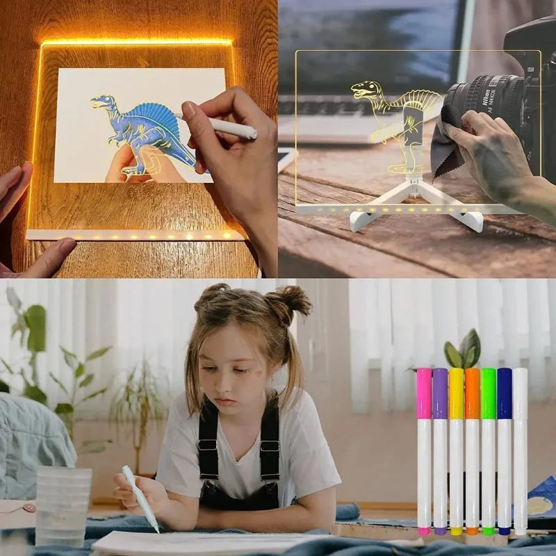 LED Acrylic Writing Board – Glow Message Board with 7 Pens