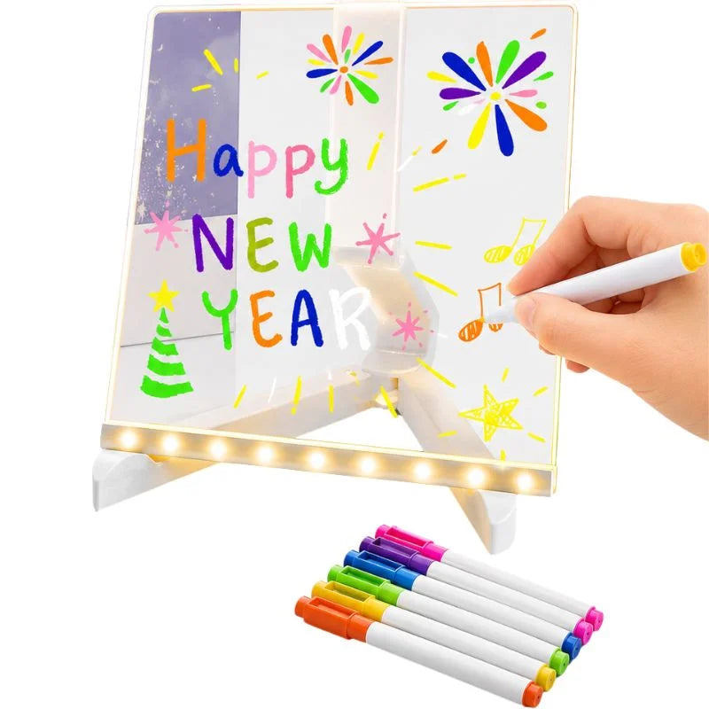 LED Acrylic Writing Board – Glow Message Board with 7 Pens