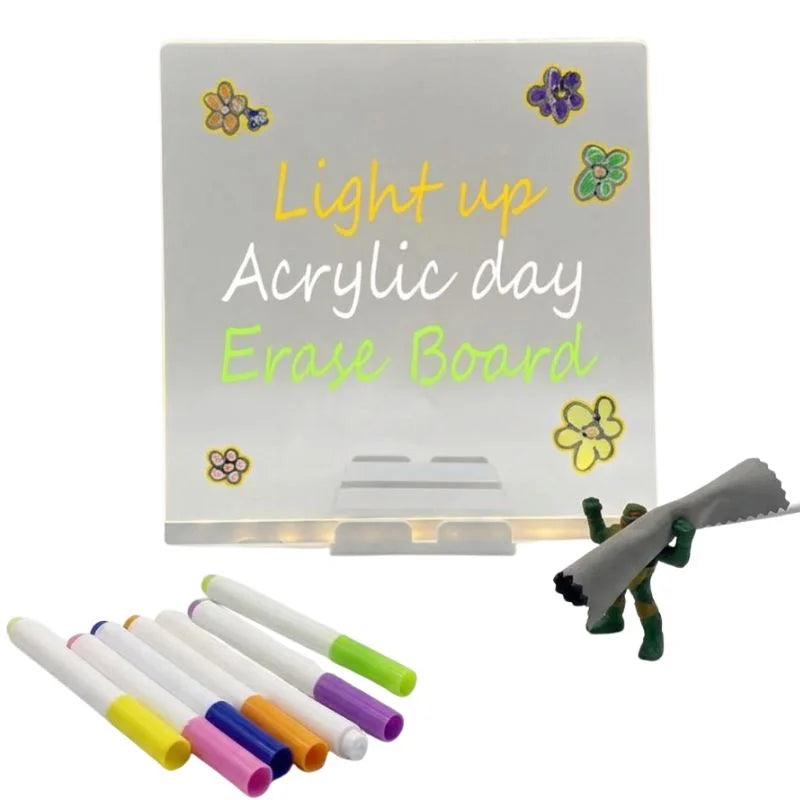 LED Acrylic Writing Board – Glow Message Board with 7 Pens