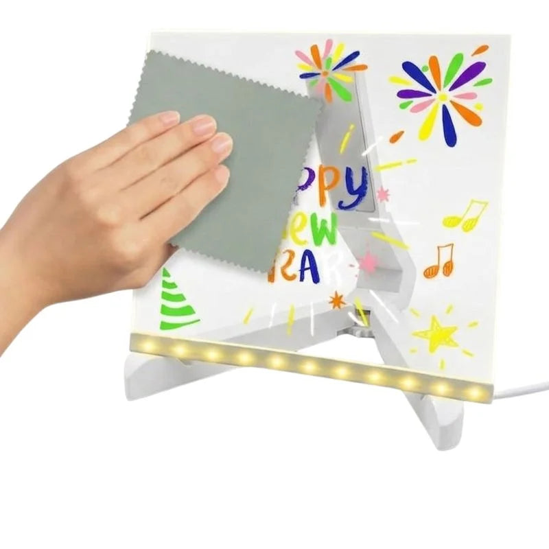 LED Acrylic Writing Board – Glow Message Board with 7 Pens