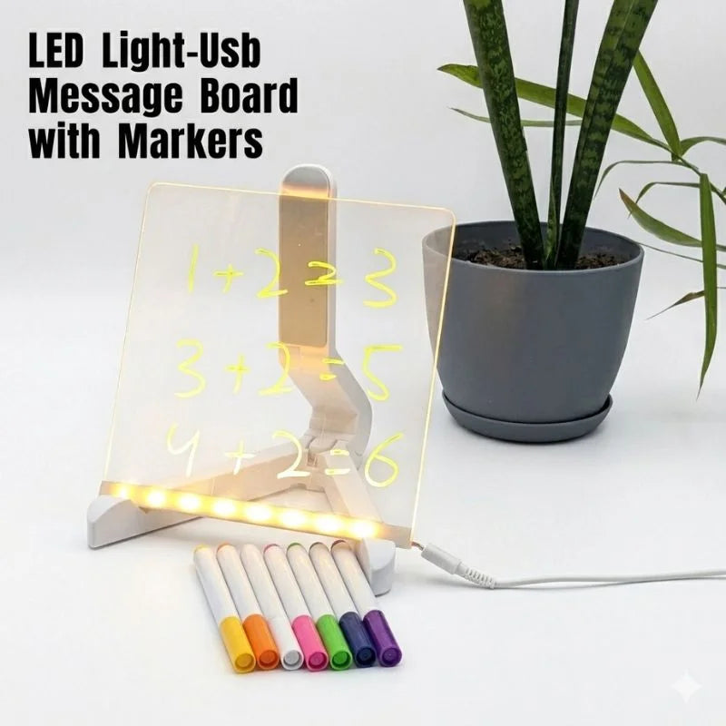 LED Acrylic Writing Board – Glow Message Board with 7 Pens