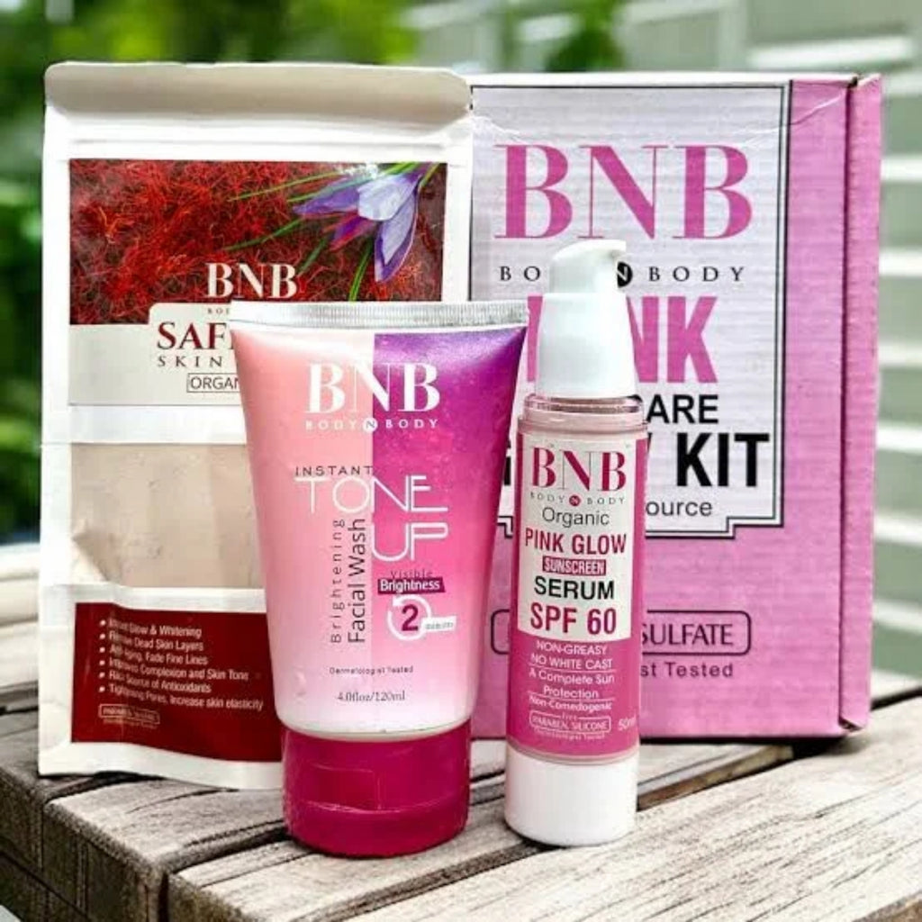 BNB Pink Face Glow Kit – 3-in-1 Cleanse, Mask & SPF Skincare Set