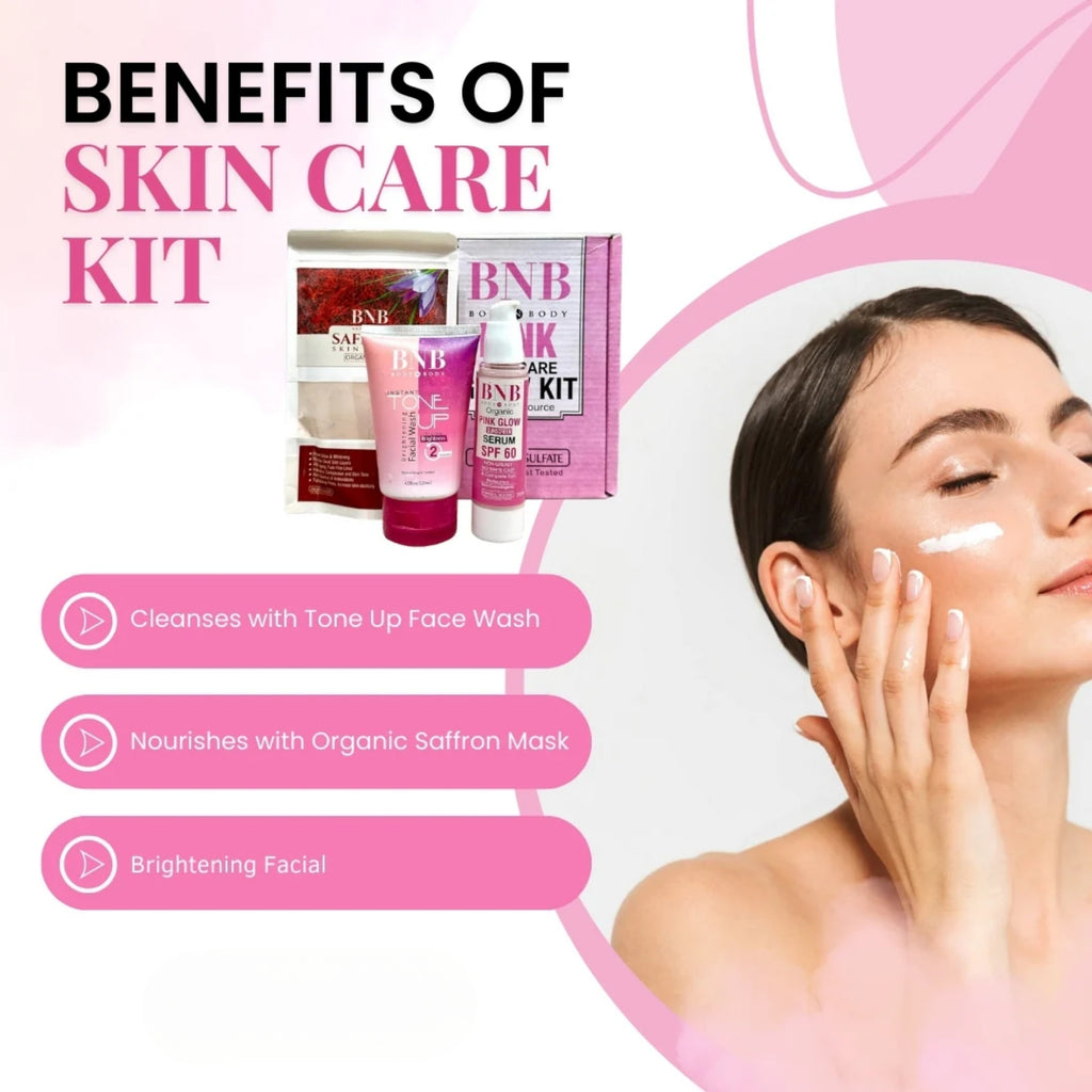 BNB Pink Face Glow Kit – 3-in-1 Cleanse, Mask & SPF Skincare Set