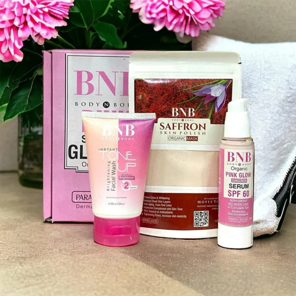 BNB Pink Face Glow Kit – 3-in-1 Cleanse, Mask & SPF Skincare Set