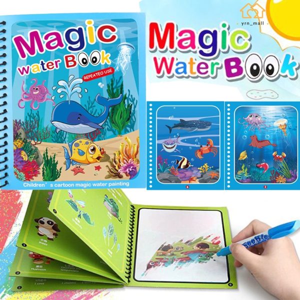 Magic Coloring Book with Water Pen – Reusable Mess-Free Kids Activity