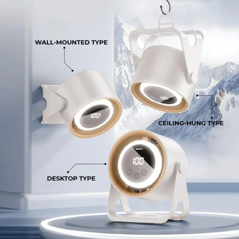 Desktop Circular Rechargeable Fan QL-02 – 360° Adjustable Quiet Cooling Fan for Home & Office