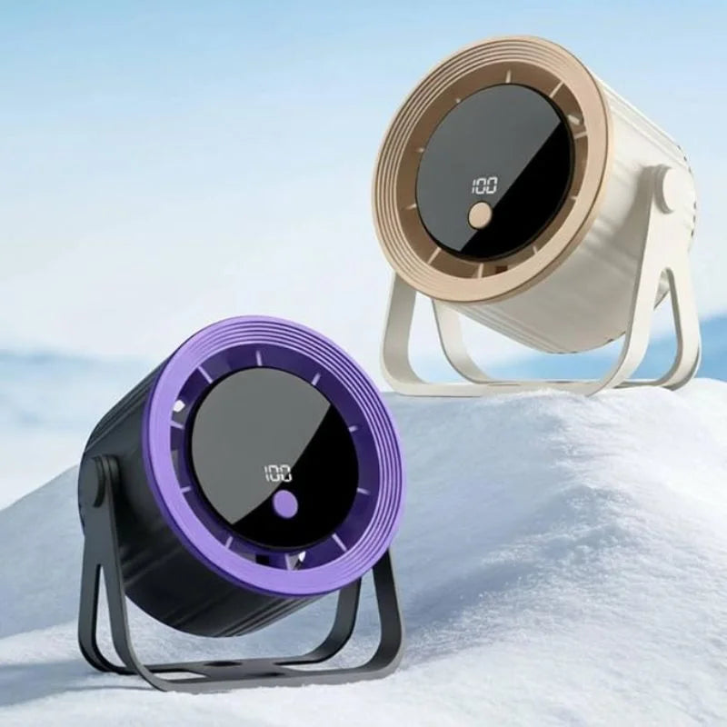 Desktop Circular Rechargeable Fan QL-02 – 360° Adjustable Quiet Cooling Fan for Home & Office
