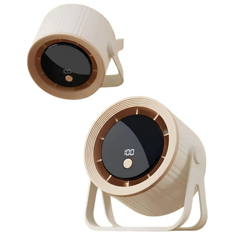 Desktop Circular Rechargeable Fan QL-02 – 360° Adjustable Quiet Cooling Fan for Home & Office
